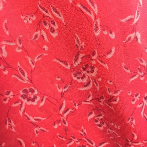 Ann Taylor Blouse Top Short Sleeve Semi Sheer Lined Red Size Large scoop neck - Picture 3 of 7